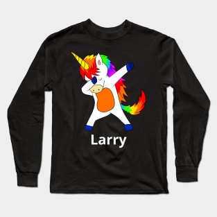 Larry First Name Personalized Dabbing Unicorn Long Sleeve T-Shirt